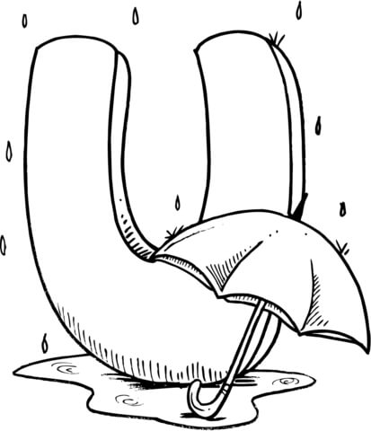 Letter U Is For Umbrella Coloring Page